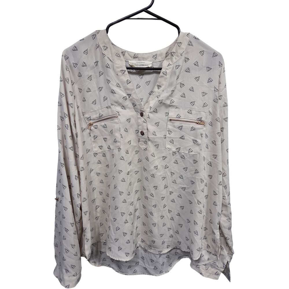 Geometric Pattern Long Sleeve Blouse - Sweet Wanderer - XL